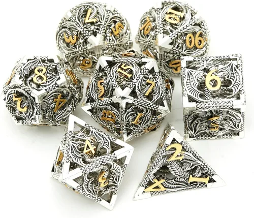 Miniatura 8 de DND - Juego de dados de metal, dados poliédricos de Calabozos y Dragones, juego de dados poliédricos para juegos de rol, juego de dados poliédricos