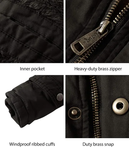 Miniatura 6 de Chaqueta WenVen parca de invierno con capucha extraíble cálida para hombre