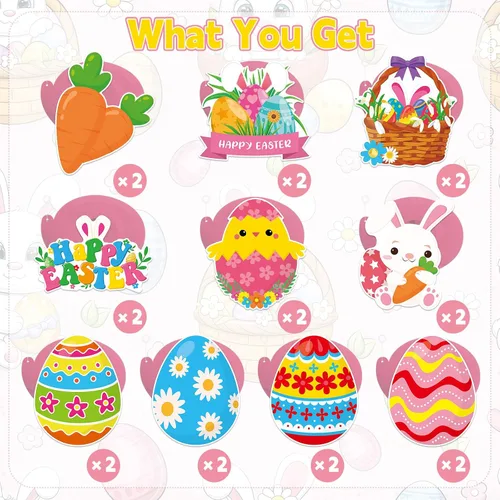 Miniatura 6 de 40 decoraciones de remolinos colgantes de Pascua, huevos de Pascua, remolinos colgantes para techo, decoraciones de papel de aluminio
