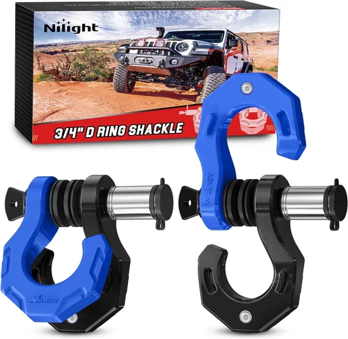 Miniatura 19 de Nilight - 2 grilletes en forma de anilla en D de 3/4 pulgadas con tornillo pasador de 7/8 pulgadas, 41 887 libras, resistentes a la rotura