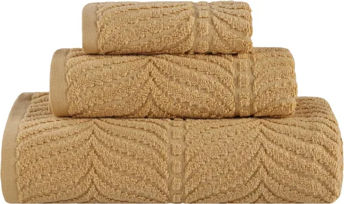 Miniatura 97 de Superior Juego de toallas surtidas de algodón Chevron de 12 piezas, cero torsión, secado rápido, artículos esenciales para el hogar, ducha, spa