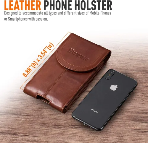 Miniatura 2 de Funda de cuero genuino para teléfono celular para caminar al aire libre, trabajo, soporte para teléfono con clip para cinturón para iPhone 17 Pro