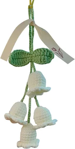 Surakey Lindo colgante Campanula flor ganchillo punto Convallaria espejo espejo espejo interior coche espejo retrovisor cordón de algodón colgante