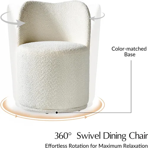 Miniatura 4 de HULALA HOME Boucle Silla de comedor giratoria – Sillas de cocina de barril tapizadas de sherpa con rotación de 360 grados, silla de tocador moderna