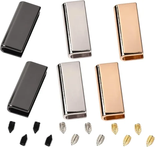 GORGECRAFT 1 caja, 6 puntas de cinturón con tornillo, puntas de extremo de hebilla de cinturón de metal, correas de 1 pulgada, correa de punta de