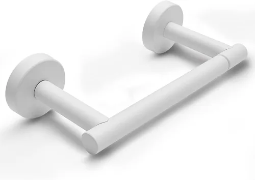 POKIM Soporte de papel higiénico blanco de cerámica con pivote flexible para baño, montado en la pared, de metal, rollo jumbo de tejido, SUS 304 de