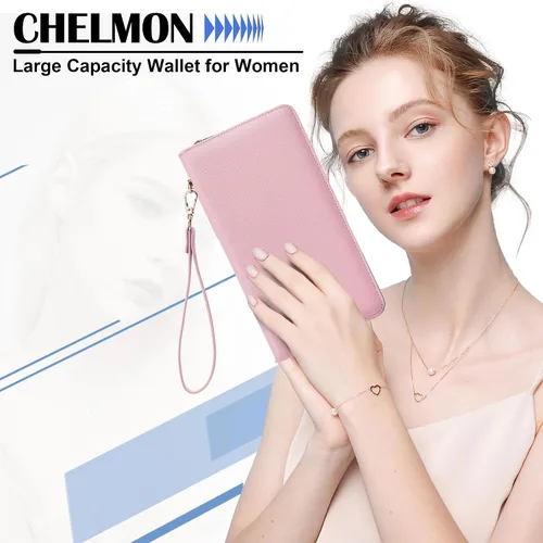 Miniatura 67 de Chelmon - Monedero para mujer de cuero genuino con bloqueo de señal RFID, para tarjetas de crédito
