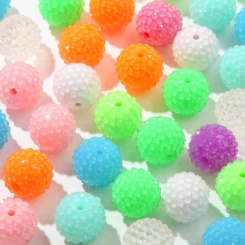Miniatura 7 de 50 cuentas de diamantes de imitación de 0.78 pulgadas – Bola de discoteca brillante, goma de mascar gruesa, redonda de cristal, plástico jumbo