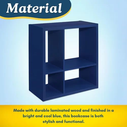 Miniatura 6 de Kings Brand Furniture - Katelyn - Estantería abierta de 4 cubos, organizador de almacenamiento de juguetes para niños (azul)