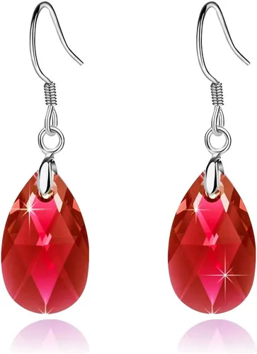 Miniatura 14 de Aretes colgantes de cristal austriaco con forma de lágrima para mujer, joyería hipoalergénica de plata de ley 925