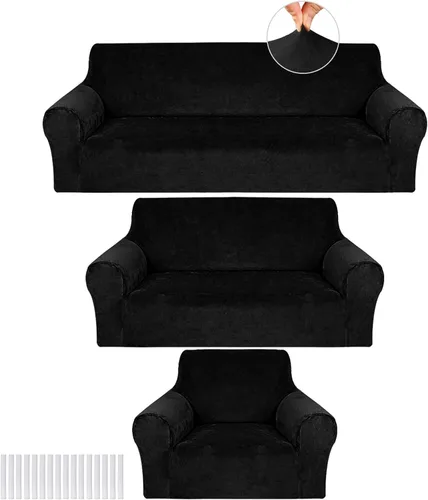 Miniatura 25 de Peryiter Juego de 3 Fundas para Sofá, Cubiertas de Muebles para Sofá, Loveseat, Sillón, Ajuste de Forma Elástico, Sin Arrugas, Protector de Muebles