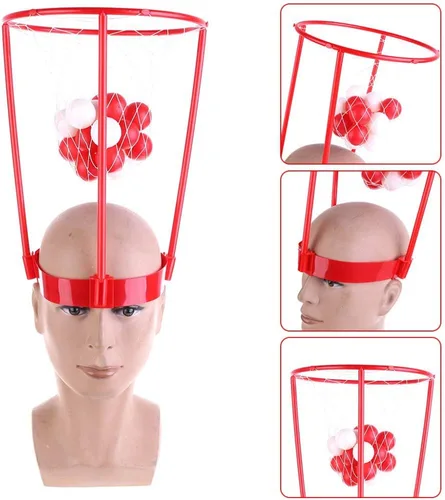 Miniatura 4 de Paquete de 2 aros de cabeza de baloncesto para juegos de fiesta para niños y adultos, diadema de canasta ajustable con 20 pelotas para carnaval