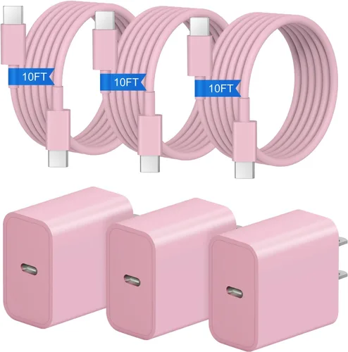 Miniatura 19 de Cargador de carga rápida para iPhone 17, 16, 15, paquete de 3+3 cargadores de pared USB C de 20 W con cable de carga rápida de 6 pies compatible