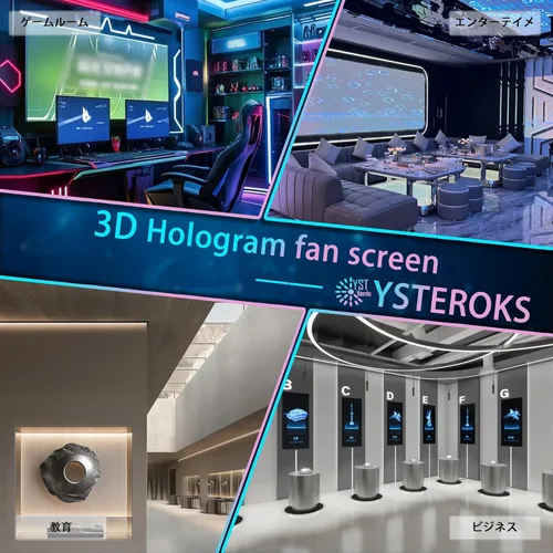 Miniatura 5 de Ventilador de holograma 3D grande de 59.1 in (59 pulgadas) - Pantalla de publicidad comercial, proyector holográfico LED de 8 hojas, control WiFi