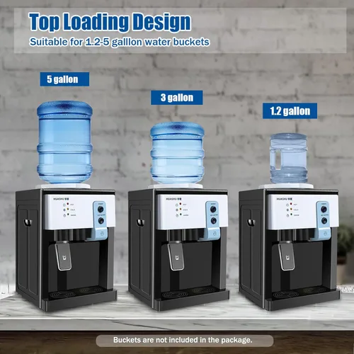 Miniatura 3 de Máquina eléctrica de agua potable fría y caliente de 5 galones, dispensador de enfriador de agua de encimera de carga superior con 3 ajustes