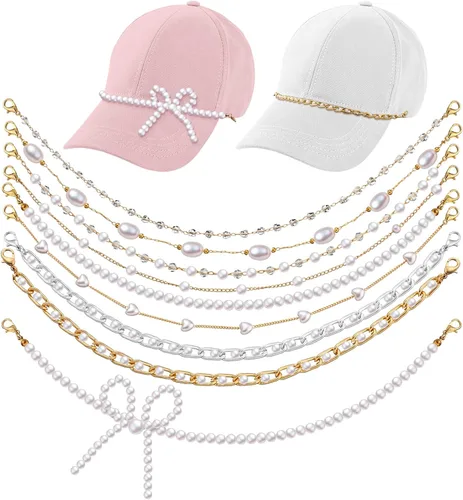 Miniatura 11 de Geyoga 9 unidades de cadenas para sombrero de camionero, dijes de sombrero de camionero para mujeres y hombres, decoración de billetes, cadena