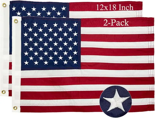 Miniatura 8 de Bandera estadounidense de 10 x 15 pulgadas para exteriores, bandera de Estados Unidos resistente al aire libre, estrellas bordadas de poliéster