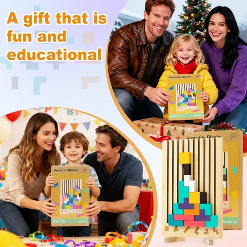 Miniatura 6 de Rompecabezas de bloques rusos Montessori de madera - Juguete apilable 3D para niños de 3 a 6 años, regalo educativo y rompecabezas para pensar