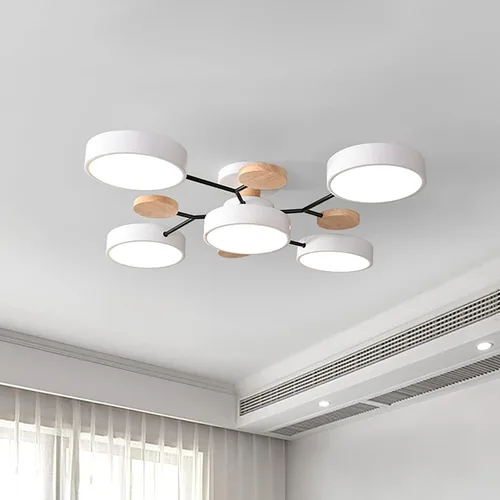 Miniatura 17 de Lámpara de techo LED regulable, lámpara de techo moderna de 9 pulgadas, montaje empotrado, de madera, de 12 W, lámpara blanca para sala de estar