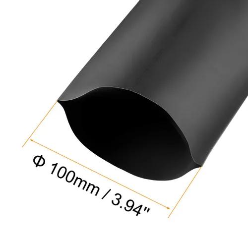 Miniatura 2 de Uxcell tubo termorretráctil, 4 "(100 mm) de diámetro, 162 mm de ancho plano, tubo reducible 2: 1, funda para cables de 1 m - Negro