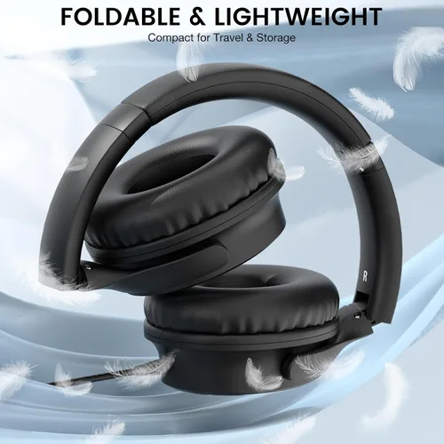Miniatura 3 de Auriculares con cable USB C sobre la oreja con micrófono, control de volumen, puerto compartido y diadema ajustable, auriculares estéreo plegables