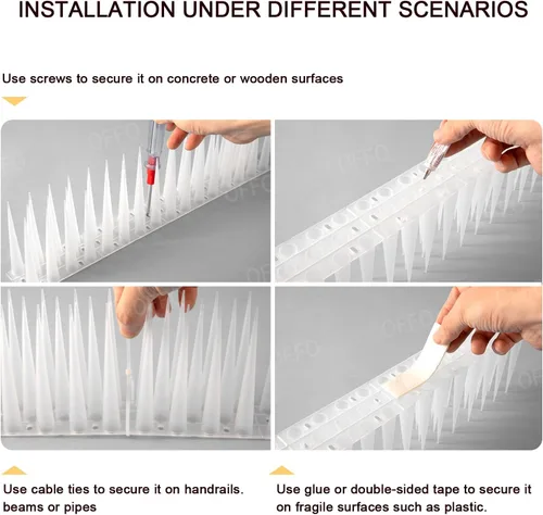 Miniatura 5 de OFFO Bird Spikes - Picos de paloma para exteriores para gatos para mantener a los pájaros, mapache, pájaro carpintero lejos cubiertas 2.6 pies