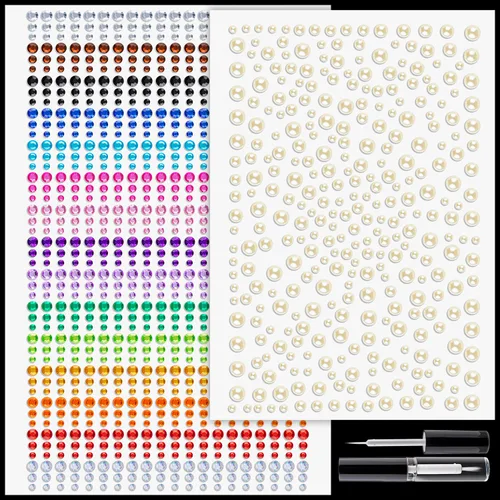 Miniatura 11 de 900 calcomanías de diamantes de imitación en gemas autoadhesivas coloridas para la cara, 0.157 pulgadas, joyas de cristal adhesivas para el cuerpo