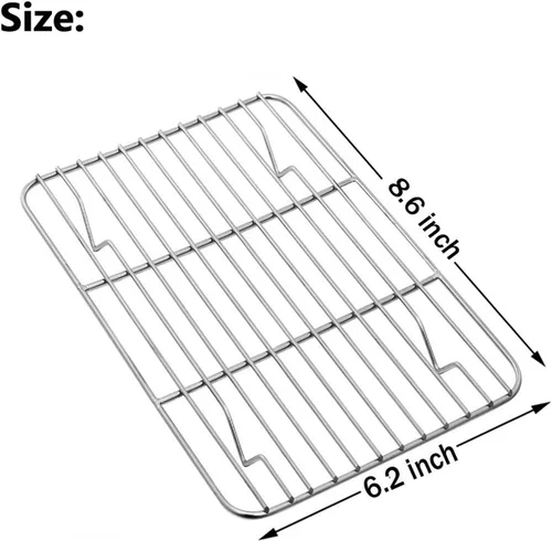 Miniatura 2 de E-far Juego de 2 estantes pequeños para hornear, de acero inoxidable, tamaño de 8.6 x 6.2 pulgadas, no tóxico y libre de óxido, apto para horno