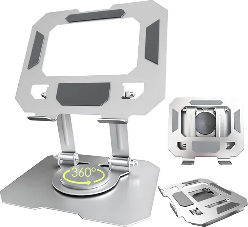 Miniatura 12 de Soporte de tableta para iPad, soporte de escritorio giratorio de 360°, soporte de escritorio plegable ajustable de acero al carbono, para iPad Pro