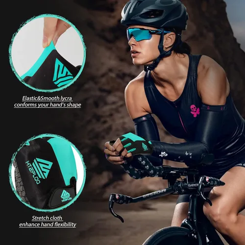 Miniatura 4 de Guantes de bicicleta para hombres y mujeres con almohadilla antideslizante que absorbe los golpes, guantes de ciclismo ligeros de medio dedo