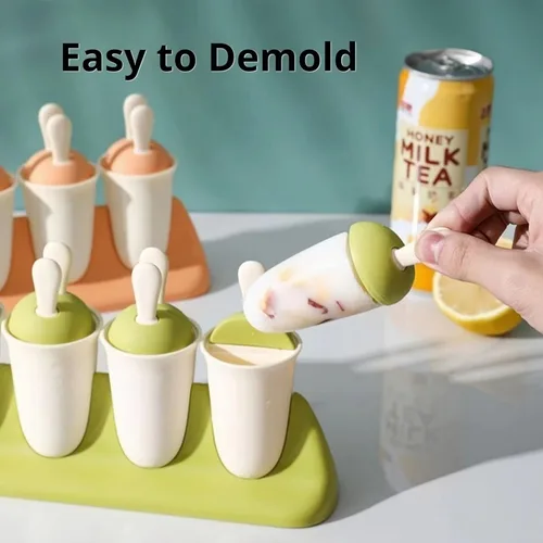 Miniatura 2 de Juego de 8 moldes para paletas para niños, moldes de silicona para hacer helados, moldes para helados, accesorios de cocina, fácil liberación, leche