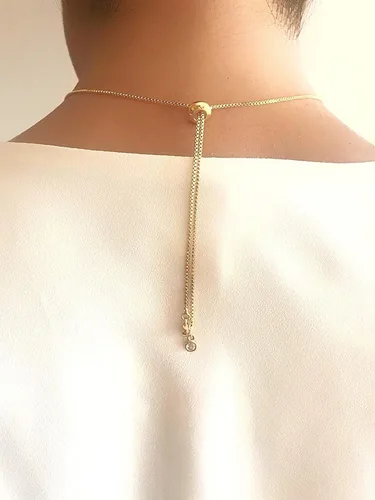Miniatura 7 de LESLIE BOULES Collar de ojo malvado de oro chapado en oro de 18 quilates con cadena ajustable deslizante, Cristal