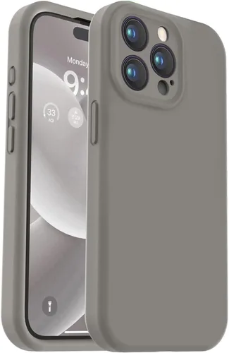 Vooii Funda compatible con iPhone 15 Pro, silicona líquida Defender mejorada, [protección mejorada de la cámara] [forro de microfibra suave Titanio