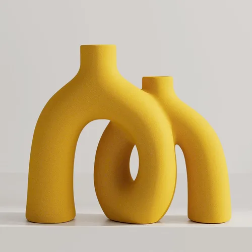 Miniatura 9 de Hug Donut - Juego de jarrones decorativos de estilo bohemio nórdico moderno, decoración del hogar, decoraciones de cerámica mate para estante