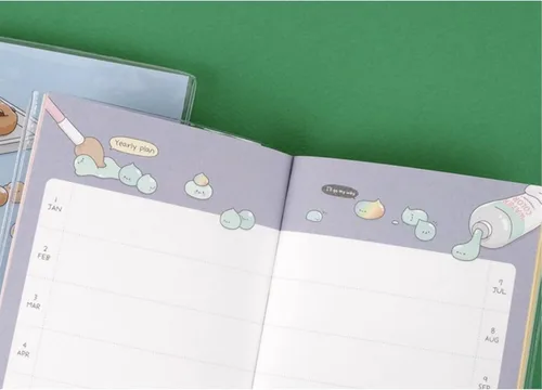 Miniatura 6 de Planificador semanal coreano Kawaii Mini sin fecha + 1 hoja de stickers dalgaru - 128 páginas, cubierta de PVC suave. Linda papelería pequeña
