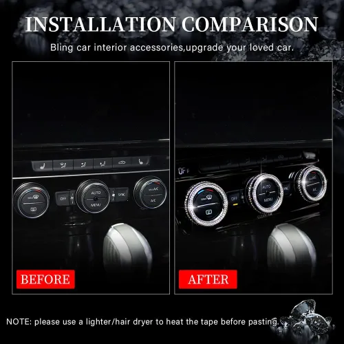 Miniatura 2 de LECART Accesorios de Coche Brillantes Compatibles con Volkswagen Arteon Atlas Passat Tiguan Golf CC Cubiertas de Maneta de Aire Acondicionado