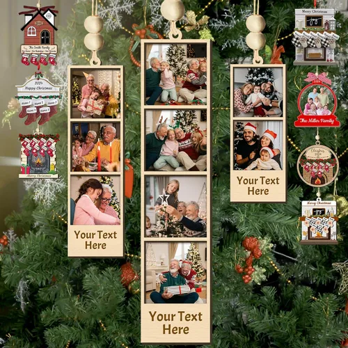 Miniatura 18 de Adornos de Navidad personalizados con nombres, muñeco de nieve, 8 piezas, adorno familiar personalizado, decoración colgante de madera para árbol