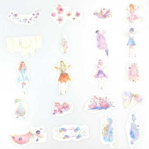 Miniatura 3 de Juego de calcomanías de papel washi de papel washi de cuento de hadas del mundo kawaii, hadas kawaii, niña, flor de cerezo, atrapasueños, B