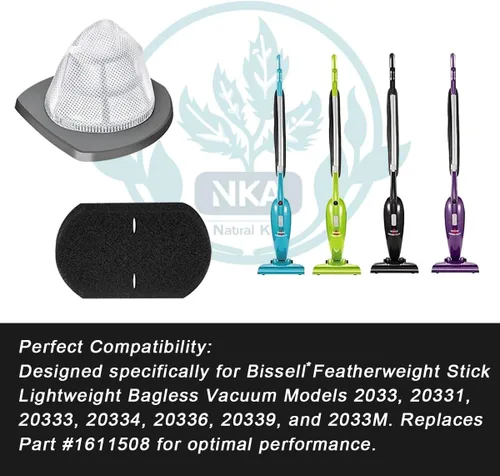 Miniatura 3 de Filtro de repuesto para aspiradora Bissell Featherweight Stick 2033, 20331, 20333, 20334, 20336, 20339, 2033M, incluye 4 filtros de malla y 8