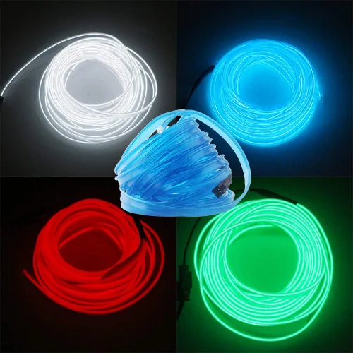 Miniatura 5 de Cable electroluminiscente de luz de neón de 16 pies y 12 V con protección de fusible para decoración interior de automóvil con borde de costura