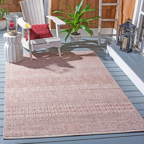 Miniatura 73 de SAFAVIEH Alfombra lavable para exteriores, colección Courtyard de 2.3 x 16 pies, color negro y gris, no desprende pelusa y de fácil limpieza, ideal