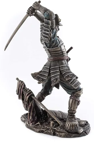 Miniatura 3 de Top Collection Estatua japonesa de guerrero samurái bushido, escultura histórica con espada de artes marciales en bronce fundido en frío de primera