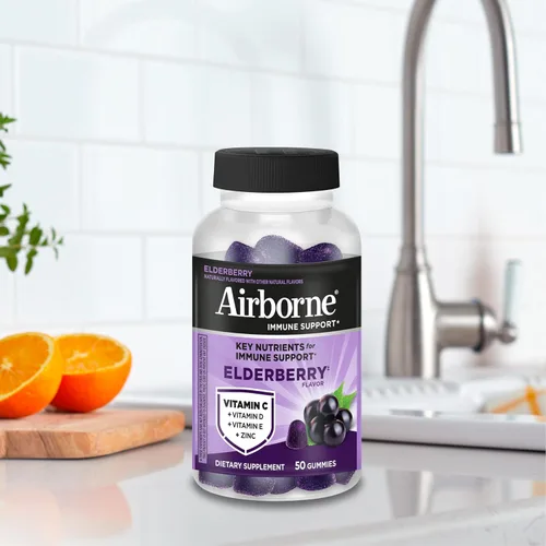 Miniatura 11 de Airborne - Gomitas de saúco + zinc y vitamina C para adultos, suplemento para fortalecer el sistema inmunológico con vitaminas D y zinc