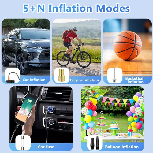 Miniatura 6 de Inflador de neumáticos, compresor de aire portátil, bomba de aire de 25000 mAh y 150 PSI para neumáticos de automóvil, bomba de aire portátil 5
