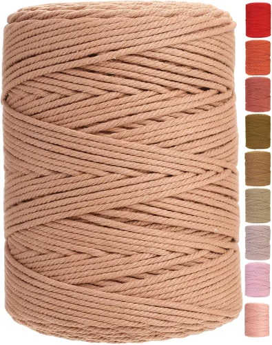 Miniatura 58 de Cuerda de macramé 4 mm x 328 yardas Natural Cuerda de algodón para macramé Cuerda de macramé colorida Cordón de algodón suave Suministros de macramé