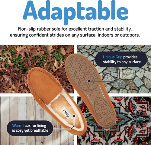 Miniatura 58 de Floopi Pantuflas para mujer, forro de piel sintética suave con espuma viscoelástica acogedora, pantuflas de casa para mujer con suela antideslizante