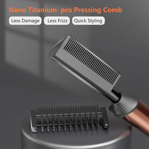 Miniatura 3 de LURA Peine caliente de titanio nano para pelucas, 250-500 °F para cabello de mujeres negras, peines de presión para cabello negro, peine alisador