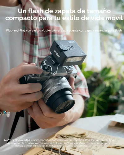 Miniatura 3 de Godox iM30 Mini Flash con Difusor para Canon, Nikon, Sony, Fuji, Olympus con Hotshoe de Contacto Único, Speedlite GN15, Ajuste de Potencia de 7