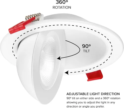 Miniatura 8 de Maxxima Foco flotante LED empotrable ultrafino giratorio de 4 pulgadas, 900 lúmenes, 5 CCT seleccionables 2700 K/3000 K/3500 K/4000 K/5000 K, Blanco