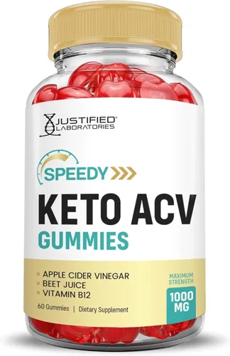 Justified Laboratories Speedy Keto ACV Gummies (1000 mg) – 60 unidades – Hecho con la madre y vitamina B12 – Sin OMG, veganas, sin gluten – 30